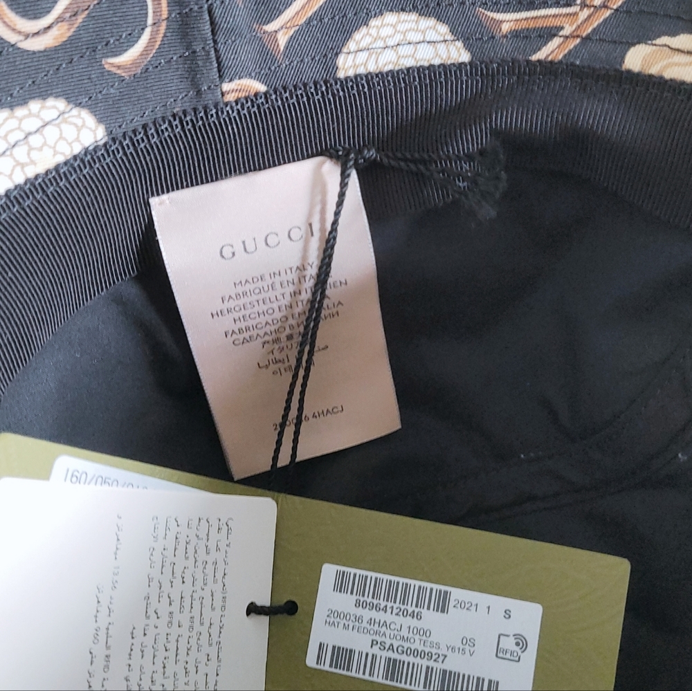 Authentic Gucci Ken Scott print monogram Canvas bucket hat in black - Picture 6 of 13